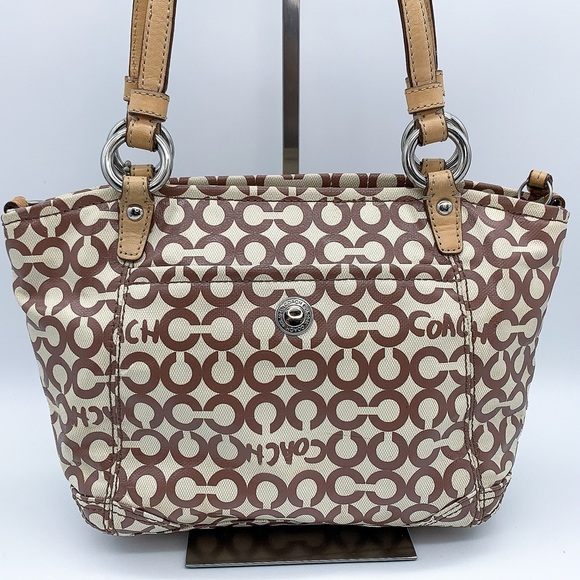 Coach Leah Optic Art Coated Canvas Crossbody Shoulder Bag in Brown Ivory - Picture 3 of 16